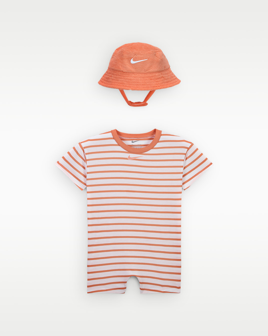 Nike Baby Short Sleeve Romper with Bucket Hat - Apricot Agate