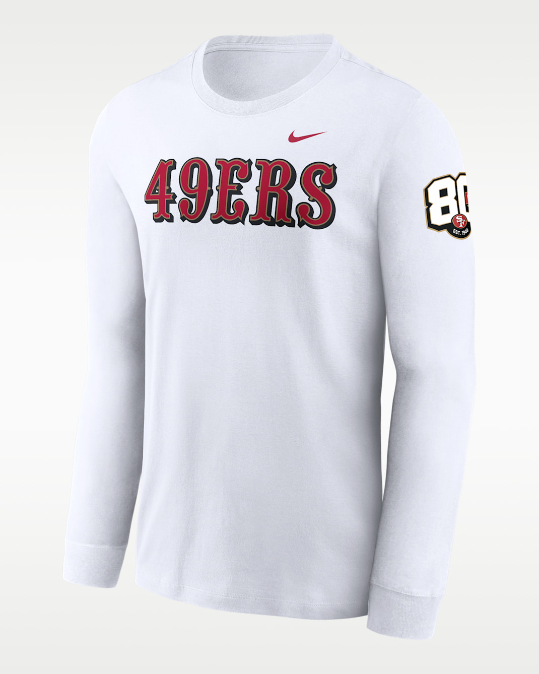 San Francisco 49ers 80th Anniversary Goal Line Stand Men's Nike NFL Long-Sleeve T-Shirt - White