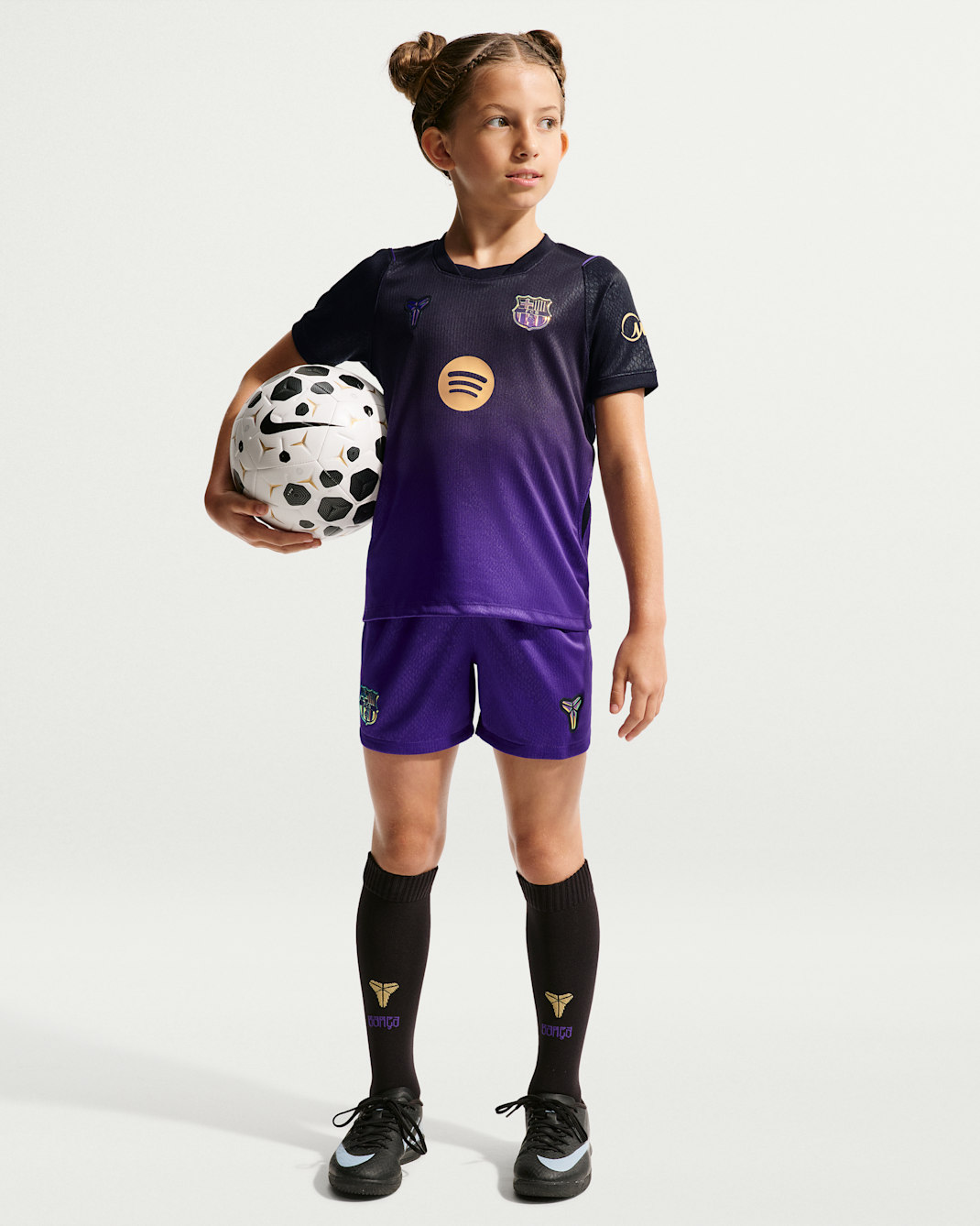 F.C. Barcelona 2026/27 Stadium Away Younger Kids' Kobe Football Replica 3-Piece Kit - Field Purple/Field Purple/Black/Metallic Gold