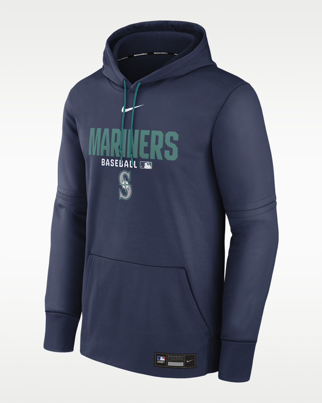 Sudadera con gorro sin cierre Nike Therma de la MLB para hombre Seattle Mariners Authentic Collection - Azul marino medianoche
