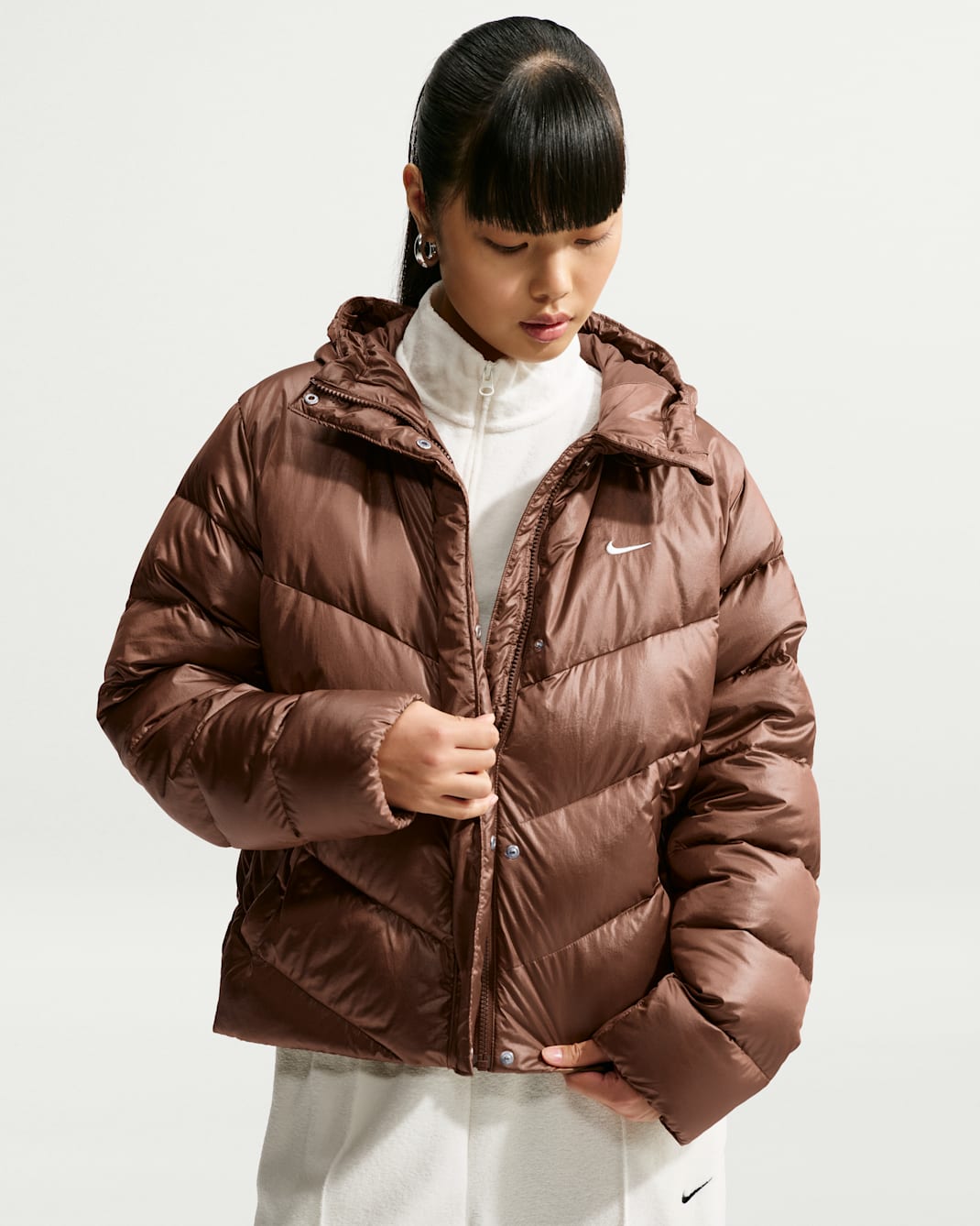 Nike Sportswear Windpuffer Women's Loose Storm-FIT Hooded Down Jacket - Cacao Wow/Cacao Wow/Sail
