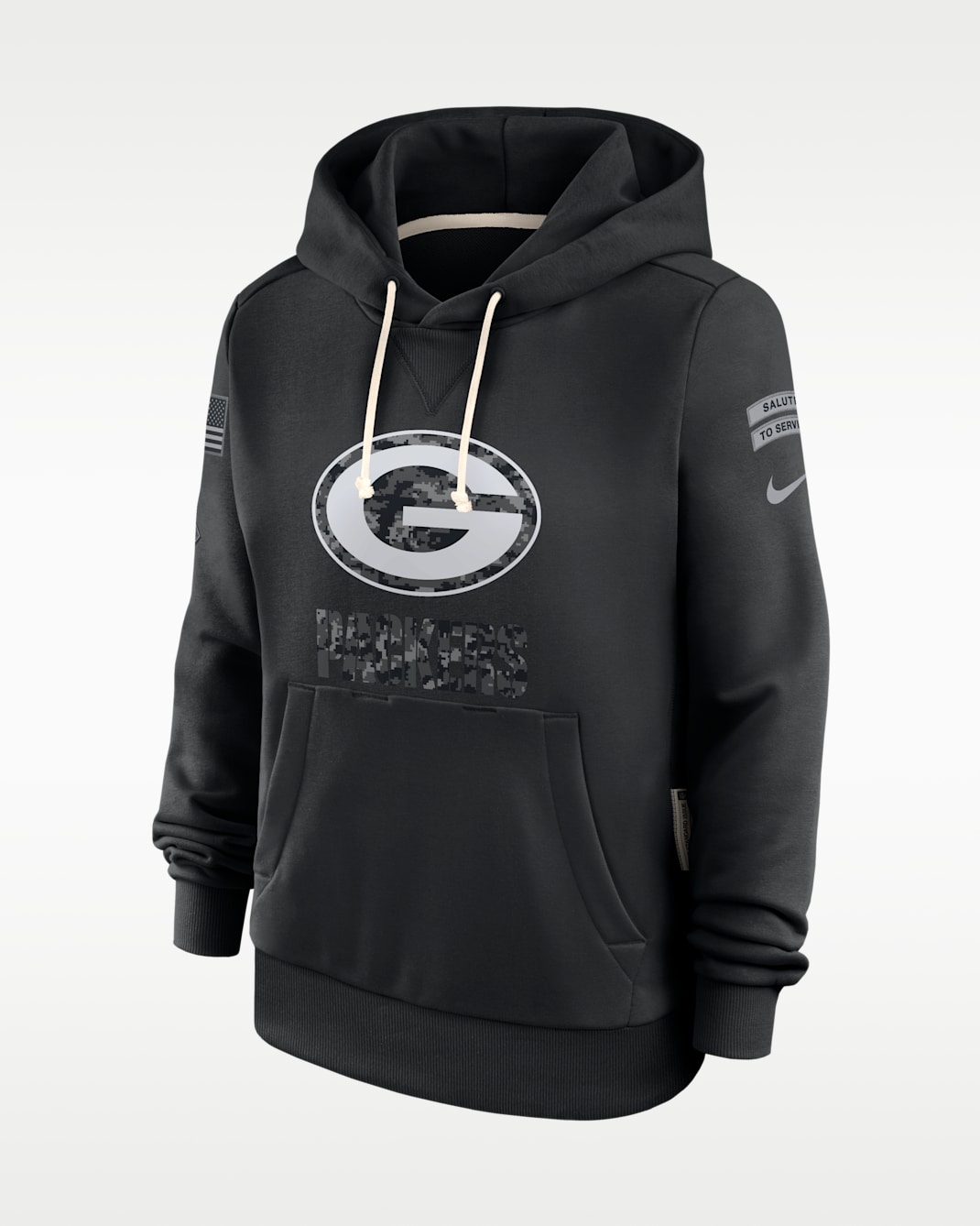 Green Bay Packers Salute to Service Sideline Women's Nike Dri-FIT NFL Pullover Hoodie - Black