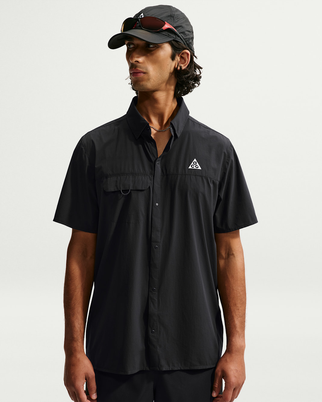 ACG 'Aireez' Men's Button-Up Trail-Running Top - Black/Summit White