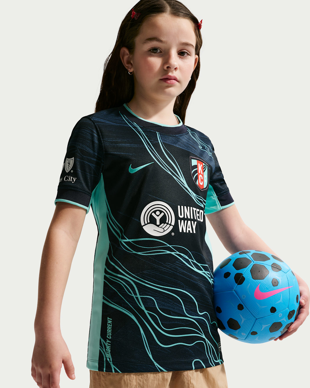 Kansas City Current Stadium Away Big Kids' Nike Dri-FIT NWSL Replica Jersey - Dark Obsidian