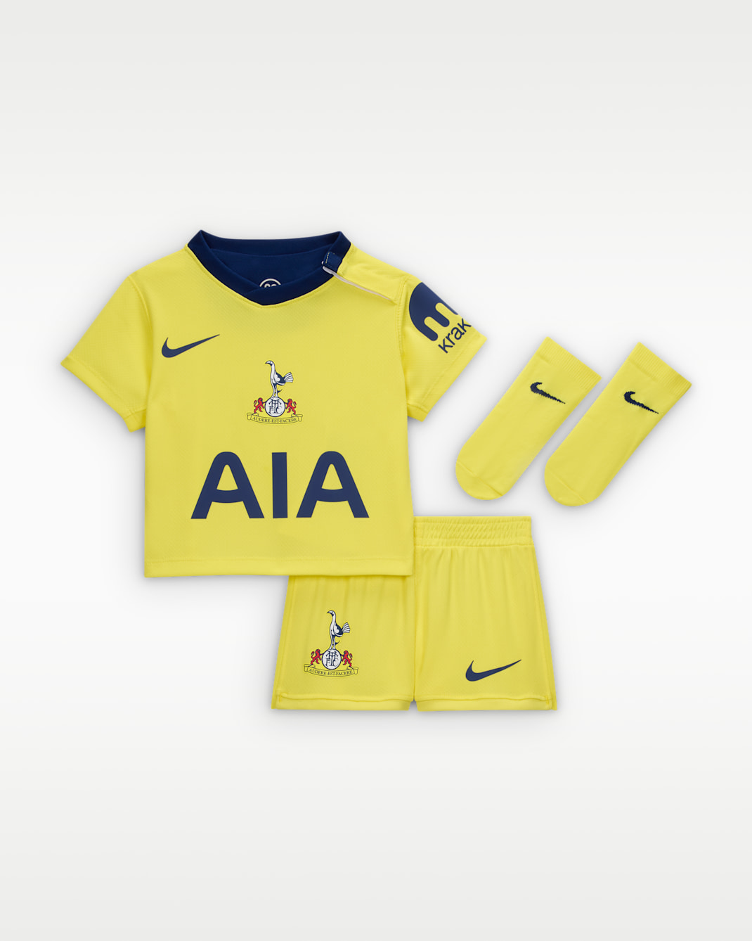 Tottenham Hotspur 2025/26 Stadium Third Baby/Toddler Nike Total 90 Football Replica 3-Piece Kit - Dynamic Yellow/Blue Void/Pacific Blue/Blue Void