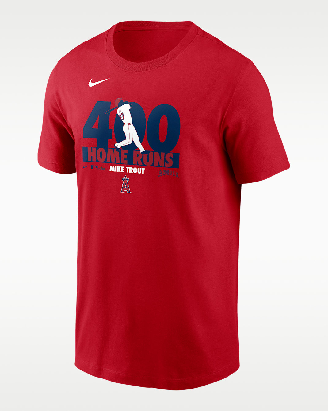 Playera Nike de la MLB para hombre Mike Trout Los Angeles Angels 400 Home Runs - Rojo