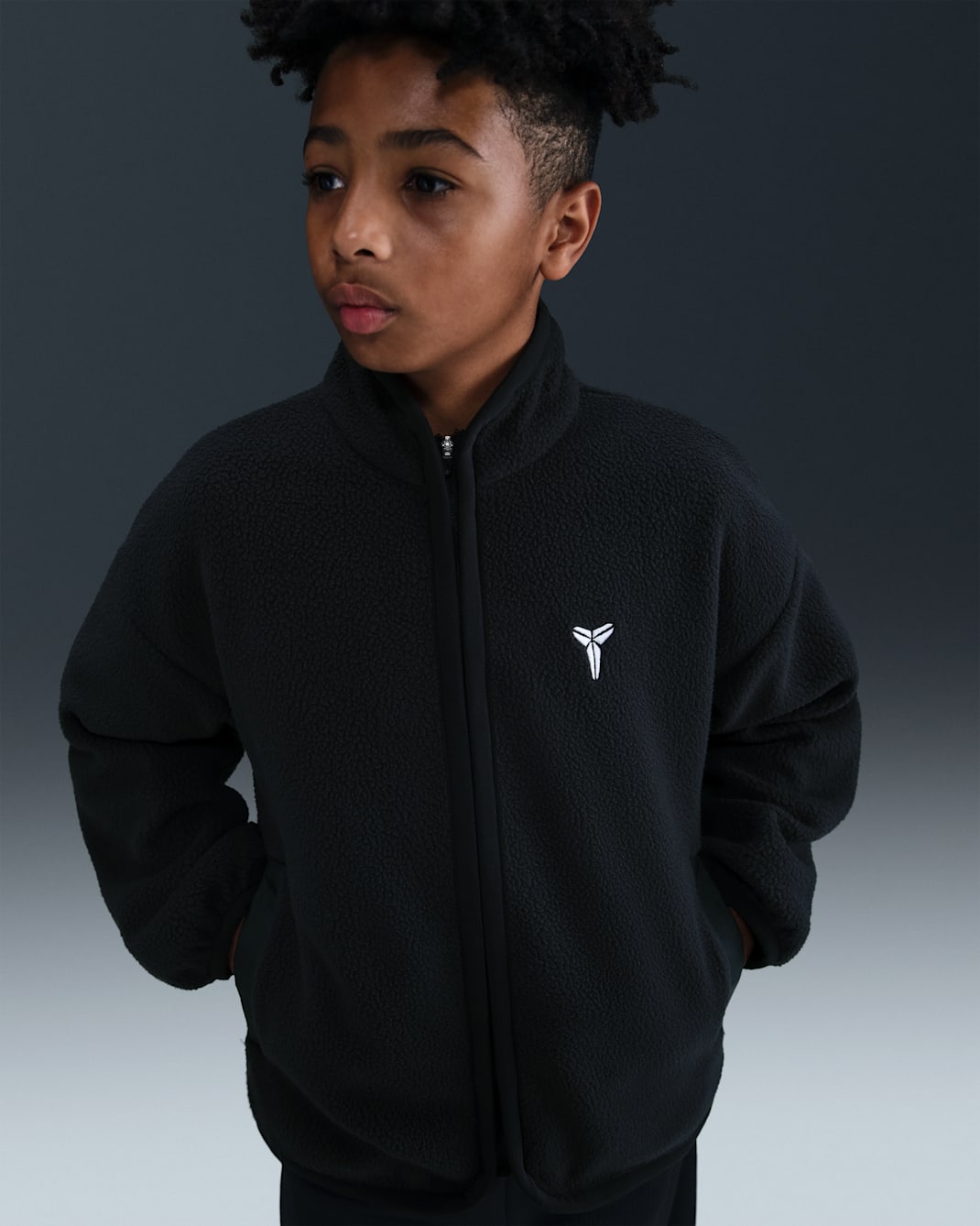 Kobe Older Kids' Winterised Basketball Top - Black/Anthracite/White