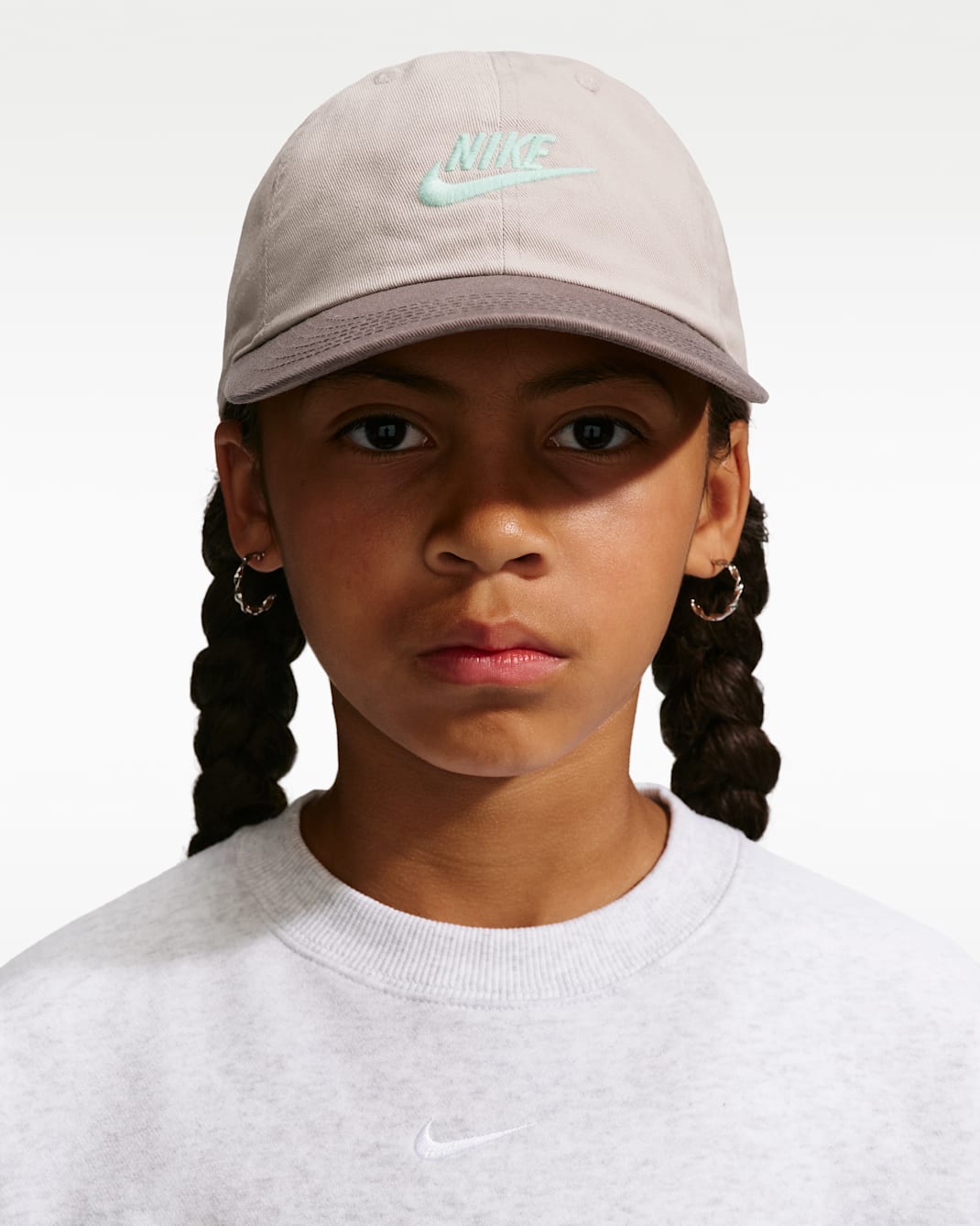 Gorra desestructurada Futura Wash para niños Nike Club - Gris partícula/Cueva/Verde ártico