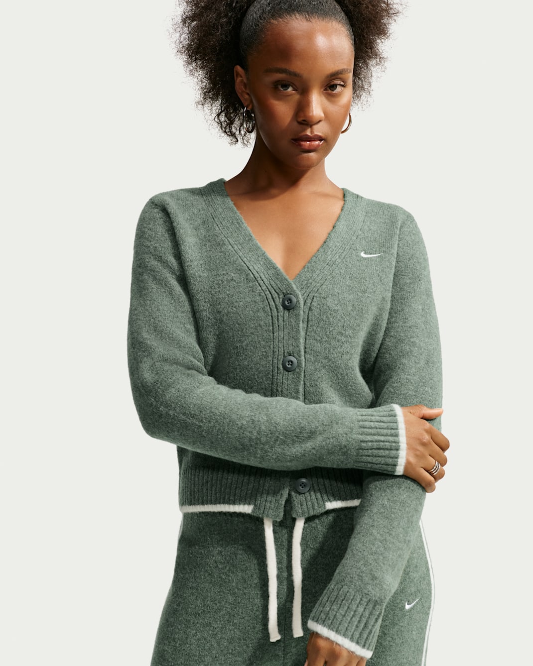 Nike Sportswear Chill Knit Women's Slim Cardigan - Camo Green/Heather/White