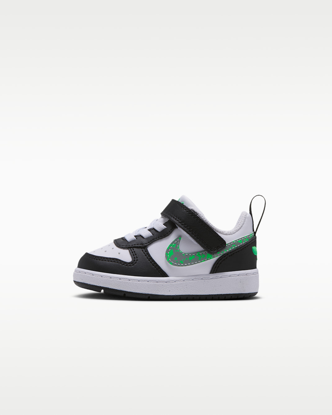 Nike Court Borough 低筒嬰幼兒鞋款 - 白色/黑色/Green Spark/Metallic Silver