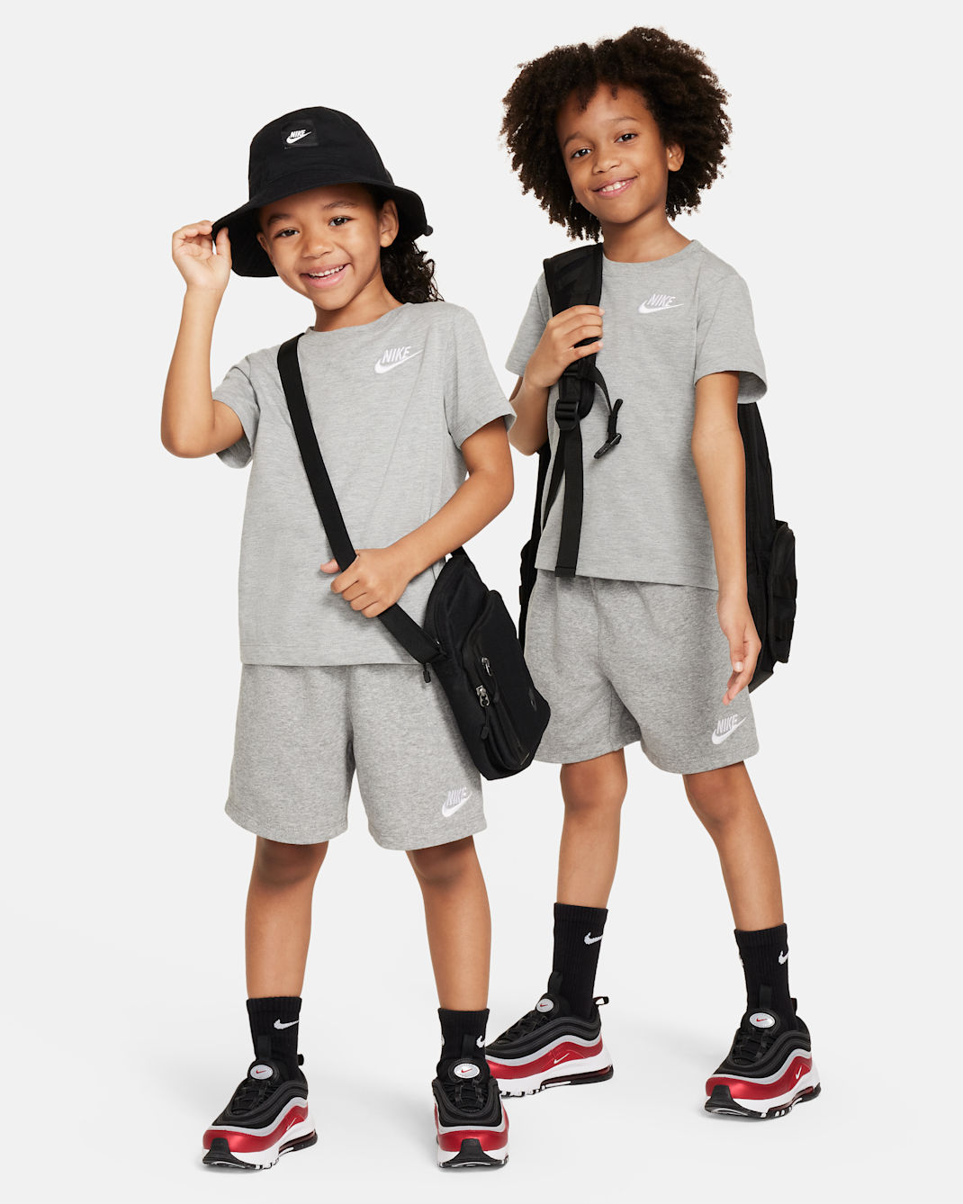 Nike Little Kids' Club 2-Piece Knit Shorts Set - Dark Grey Heather