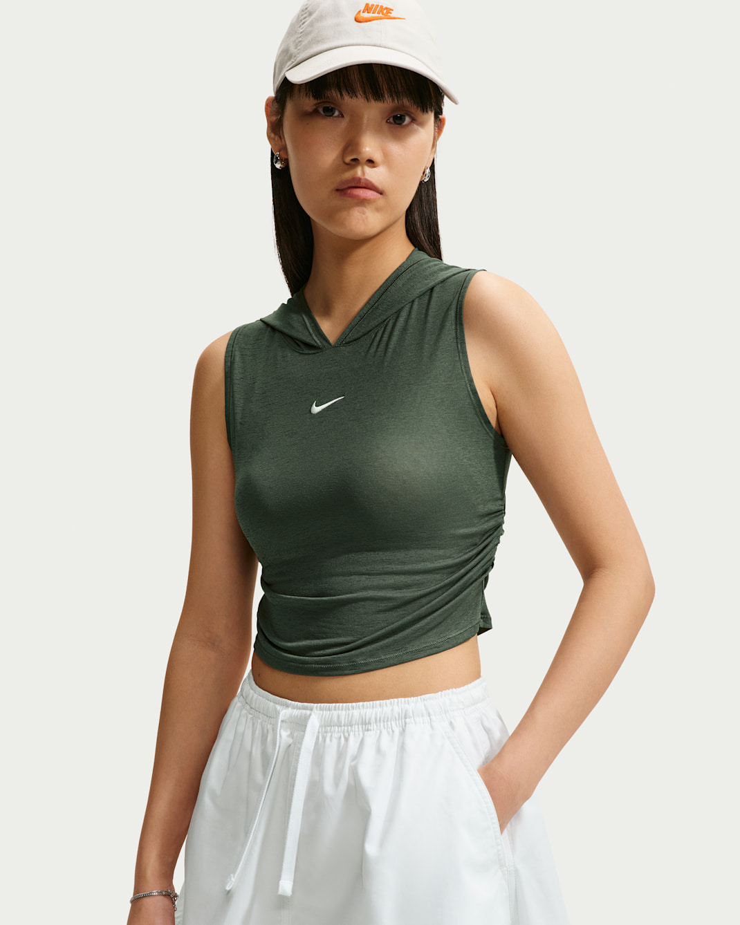 Nike Sportswear Women's Slim Hooded Tank Top - Camo Green/Sail