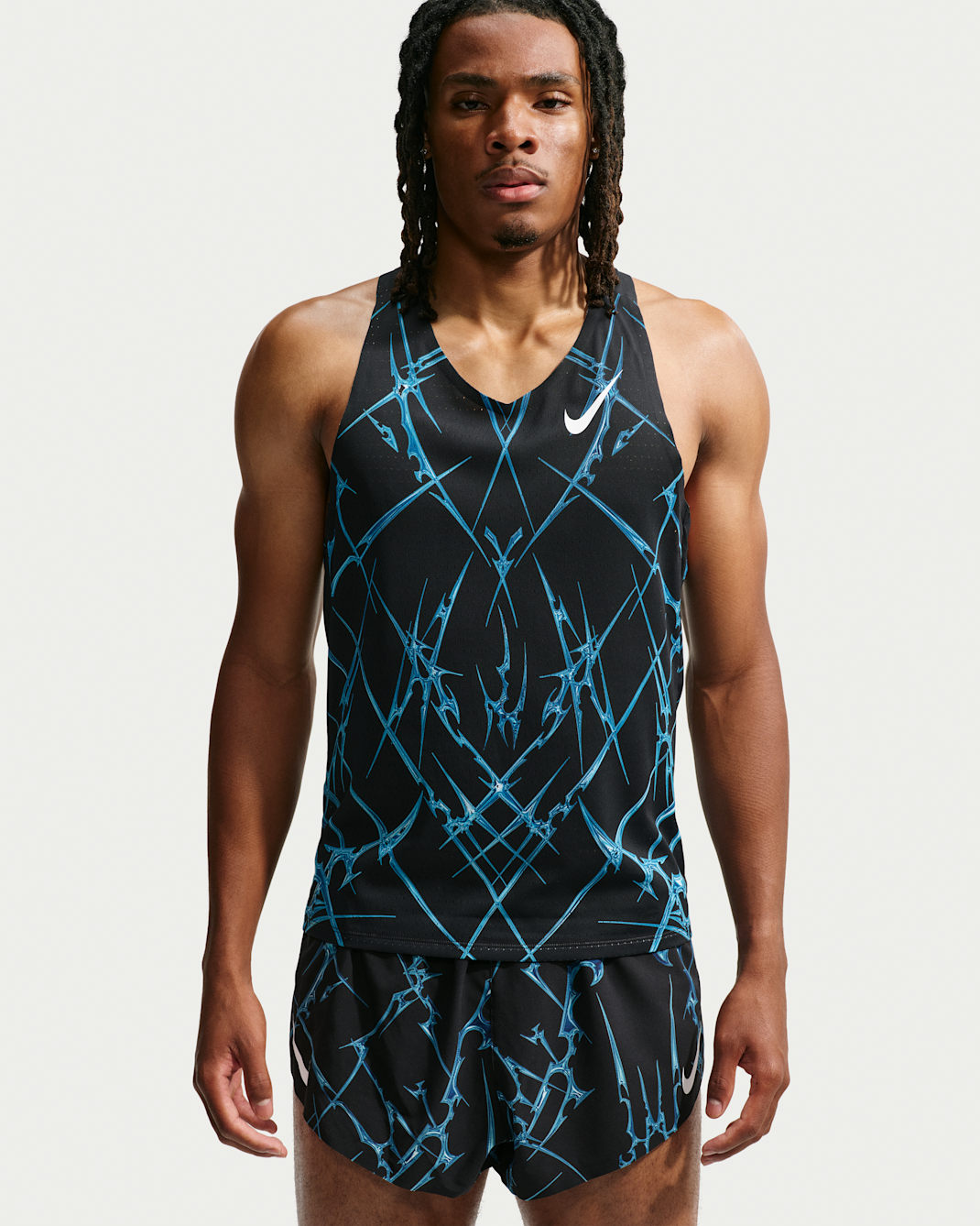 Nike AeroSwift Men's Dri-FIT ADV Printed Running Vest - Black/White