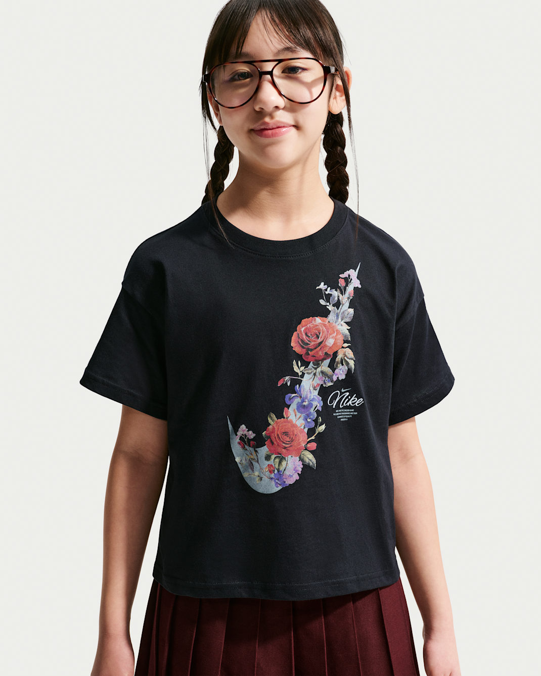 Nike Sportswear Big Kids' (Girls') T-Shirt - Black/Wolf Grey