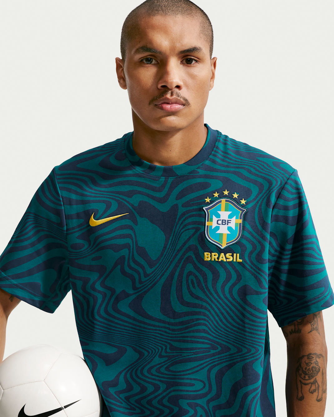 Brazil Primary Men's Nike Dri-FIT Football T-Shirt - Geode Teal/Midwest Gold