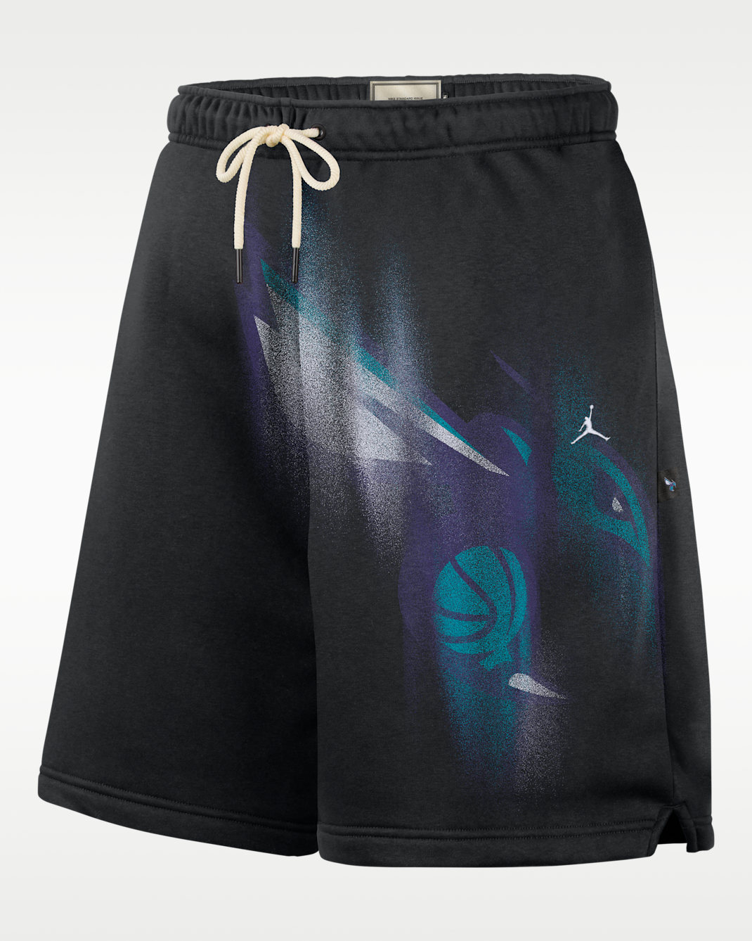 Shorts de básquetbol de tejido Fleece para hombre Charlotte Hornets Standard Issue - Negro/Blanco