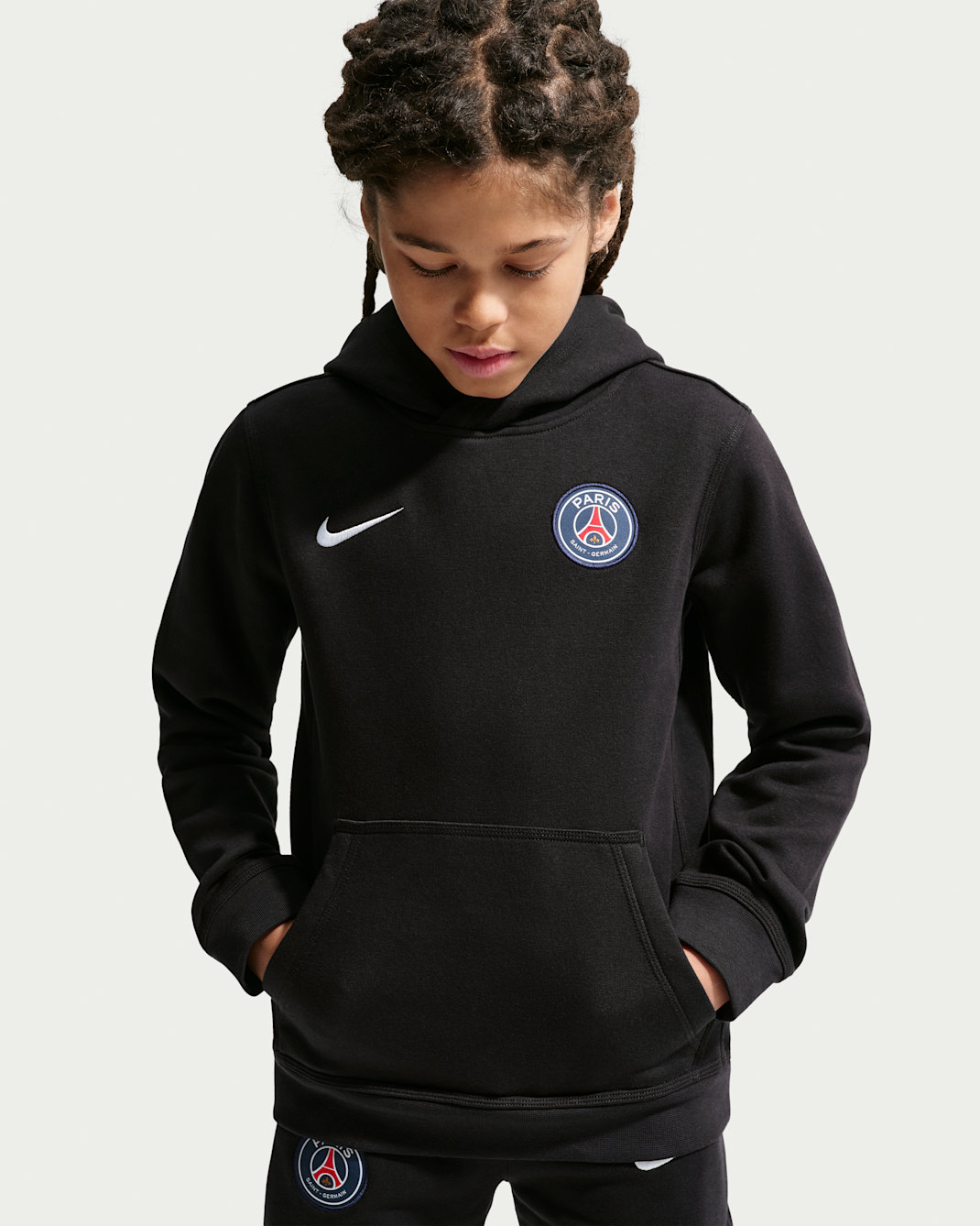 Paris Saint-Germain Club Nike Fußball-Hoodie für ältere Kinder (Jungen) - Schwarz/Weiß