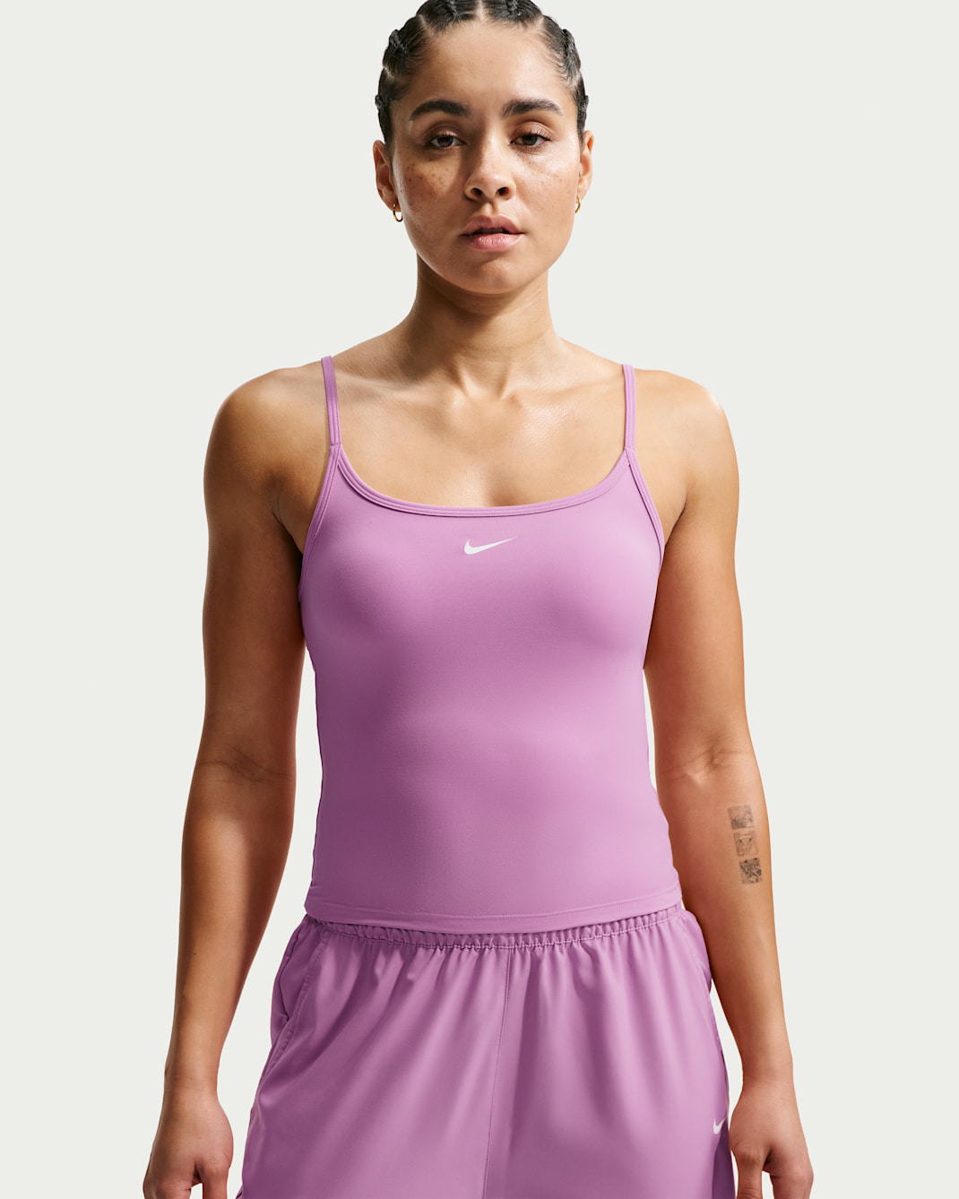 Nike One Fitted Women's Dri-FIT Cami Tank Top - Light Magenta/White