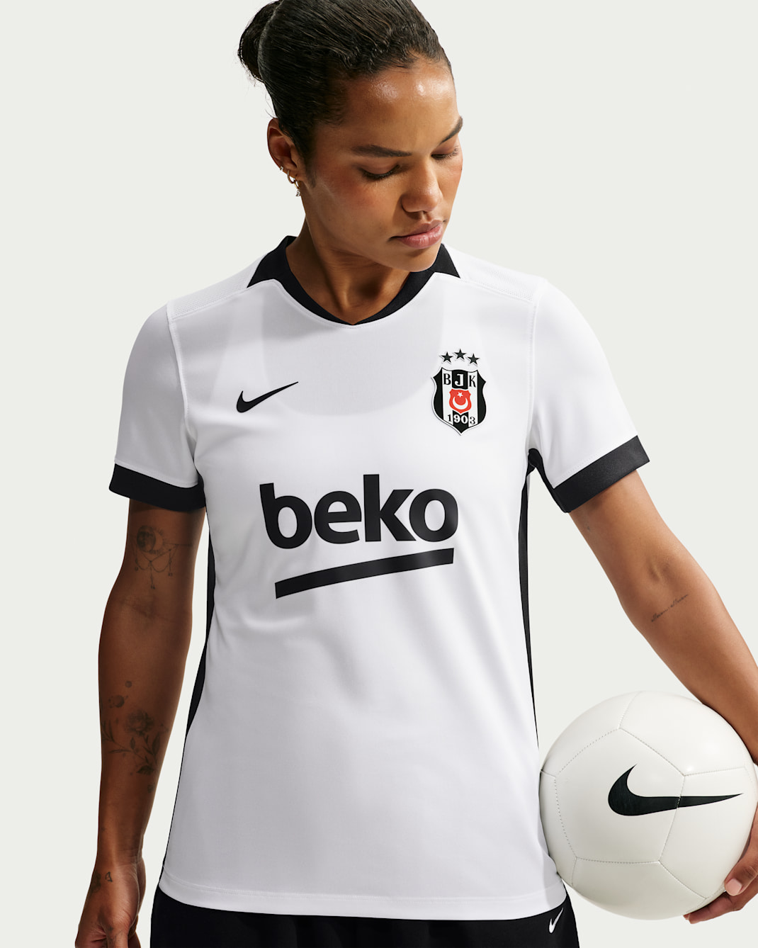 Beşiktaş J.K. 2026/27 Home Women's Nike Dri-FIT Football Replica Shirt - White/White/Black/Black