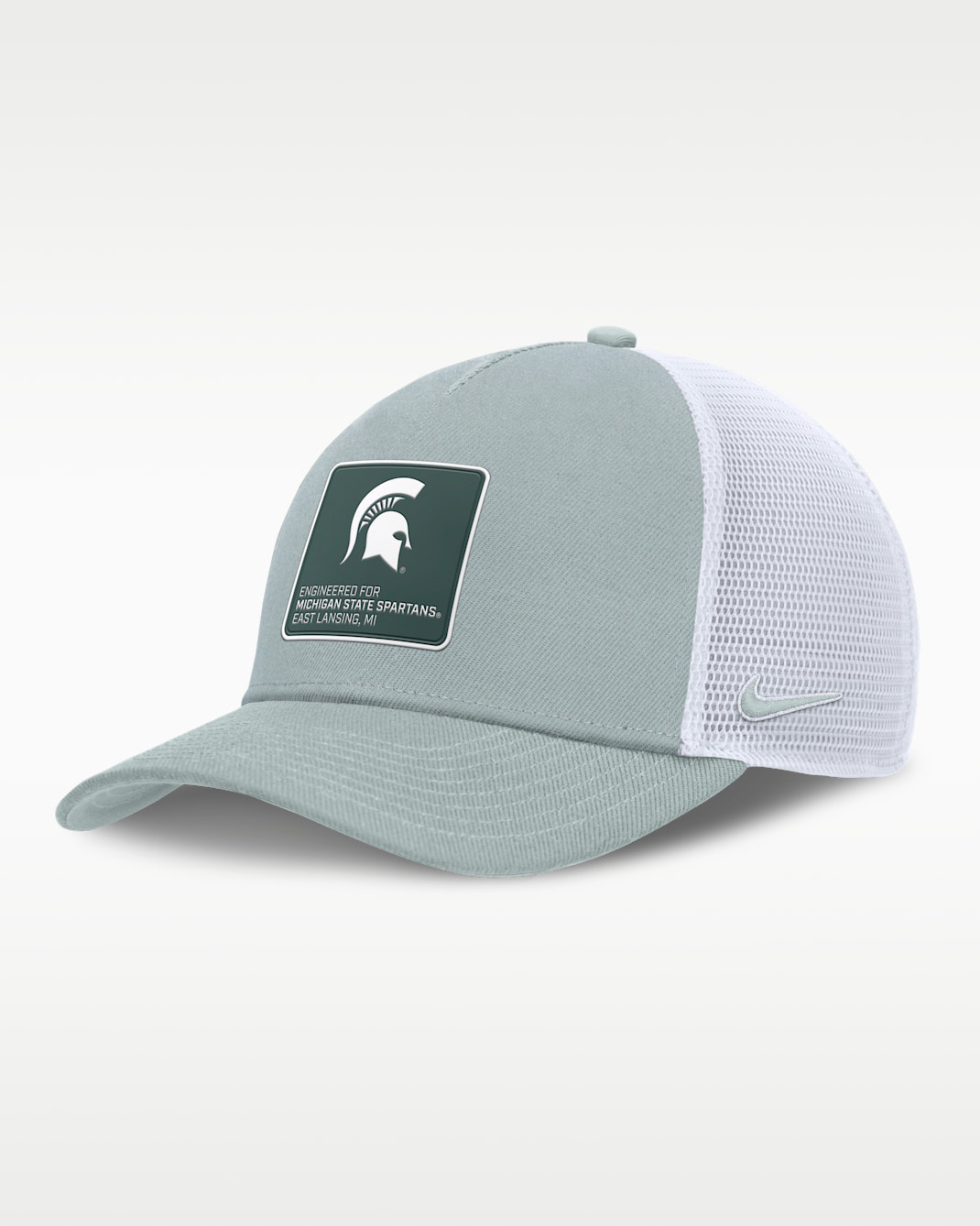 Michigan State On-Field Rise Engineered Men's Nike College Trucker Adjustable Hat - Silver