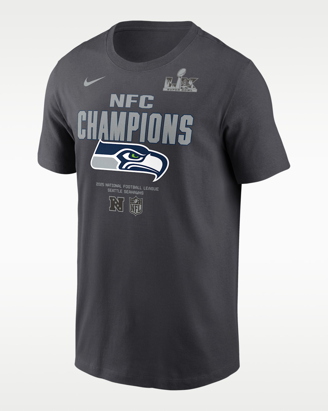 Seattle Seahawks 2026 NFC Champions Roster Men's Nike NFL T-Shirt - Anthracite