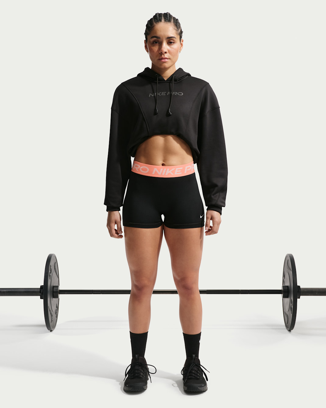 Nike Pro Women's Mid-Rise 3" Biker Shorts - Black/Crimson Bliss/White