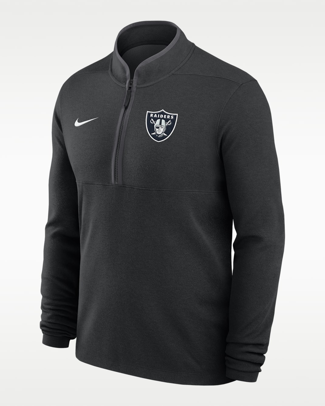 Las Vegas Raiders Logo Victory Men's Nike Dri-FIT NFL 1/2-Zip Long-Sleeve Top - Black