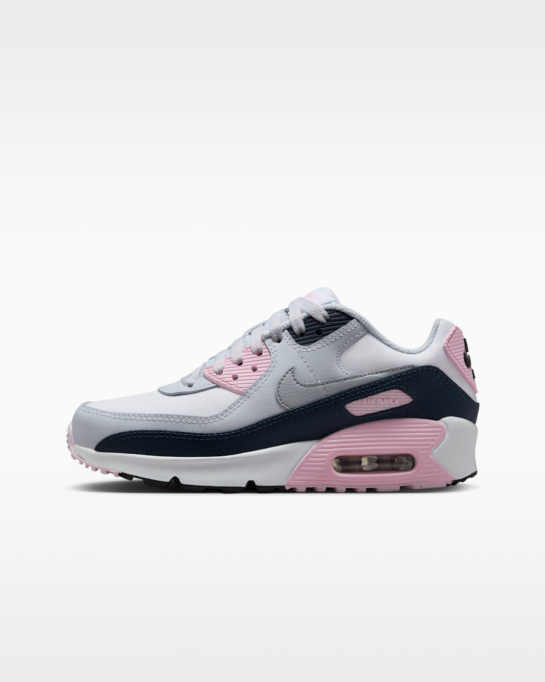 Nike Air Max 90 LTR Older Kids' Shoes - White/Pink Foam/Armoury Navy/Wolf Grey