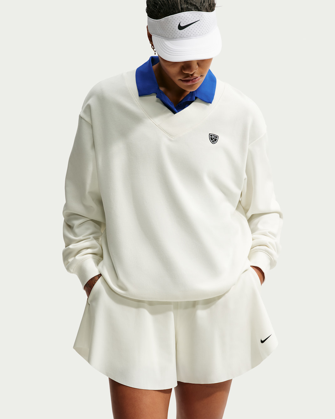 Nike Fairway Fresh Dri-FIT-fleecegolftrøje til kvinder - Sail/hvid