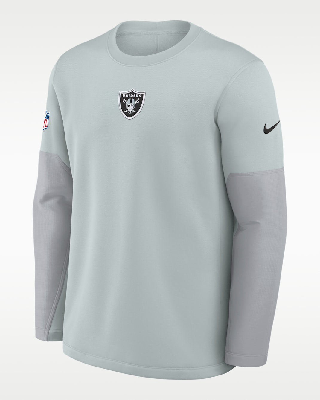 Playera de manga larga Nike Therma-FIT de la NFL para hombre Las Vegas Raiders Scripted To Win Sideline Coach - Plata