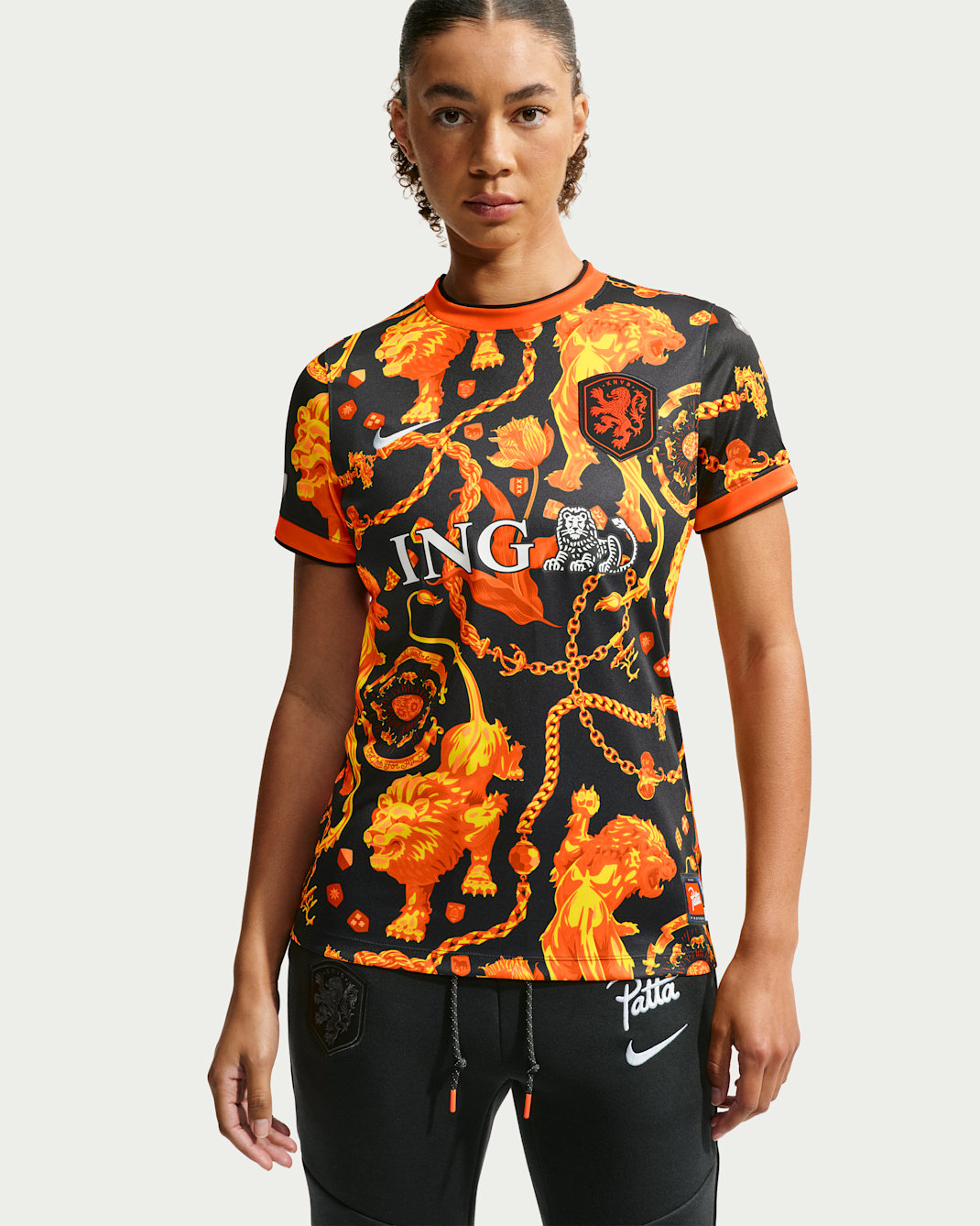 Netherlands x Patta Women's Short-Sleeved Football Top - Black/White