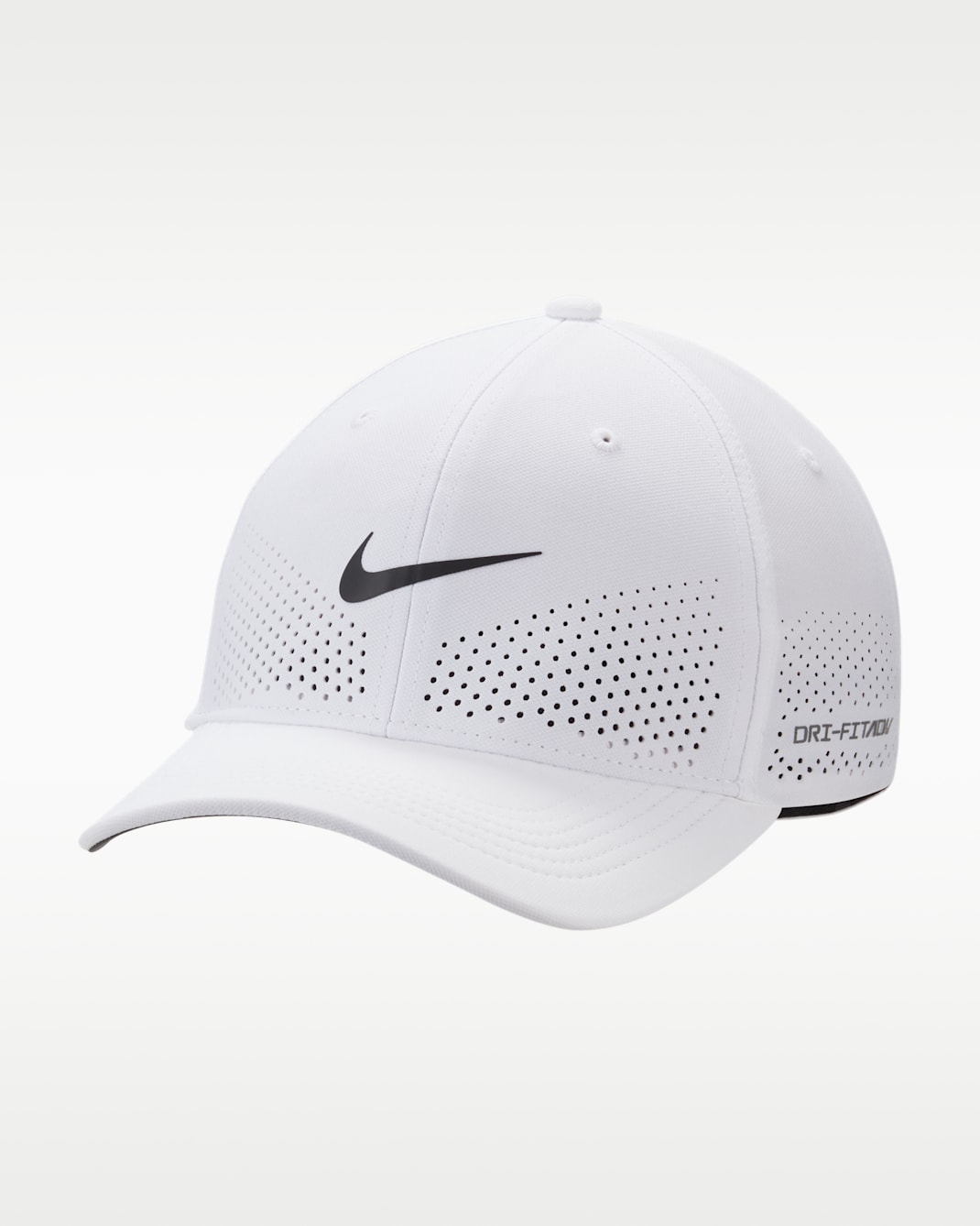 Gorra SwooshFlex estructurada Nike Dri-FIT ADV Rise - Blanco/Antracita/Negro