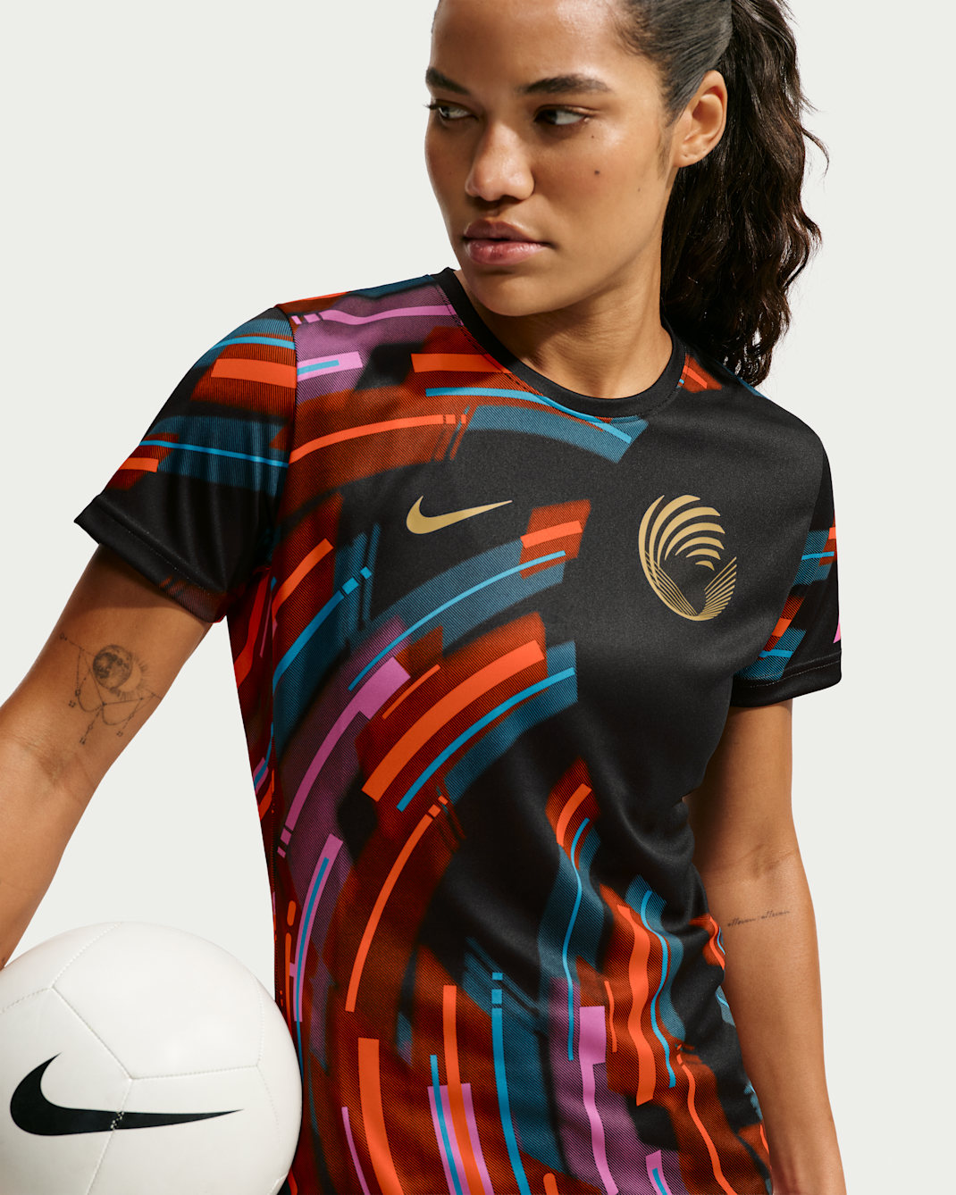 WSL Womens Nike Digital Performance Top Short Sleeve Womens Nike Digital Performance top met korte mouwen voor dames - Zwart/Action Grape/Safety Orange