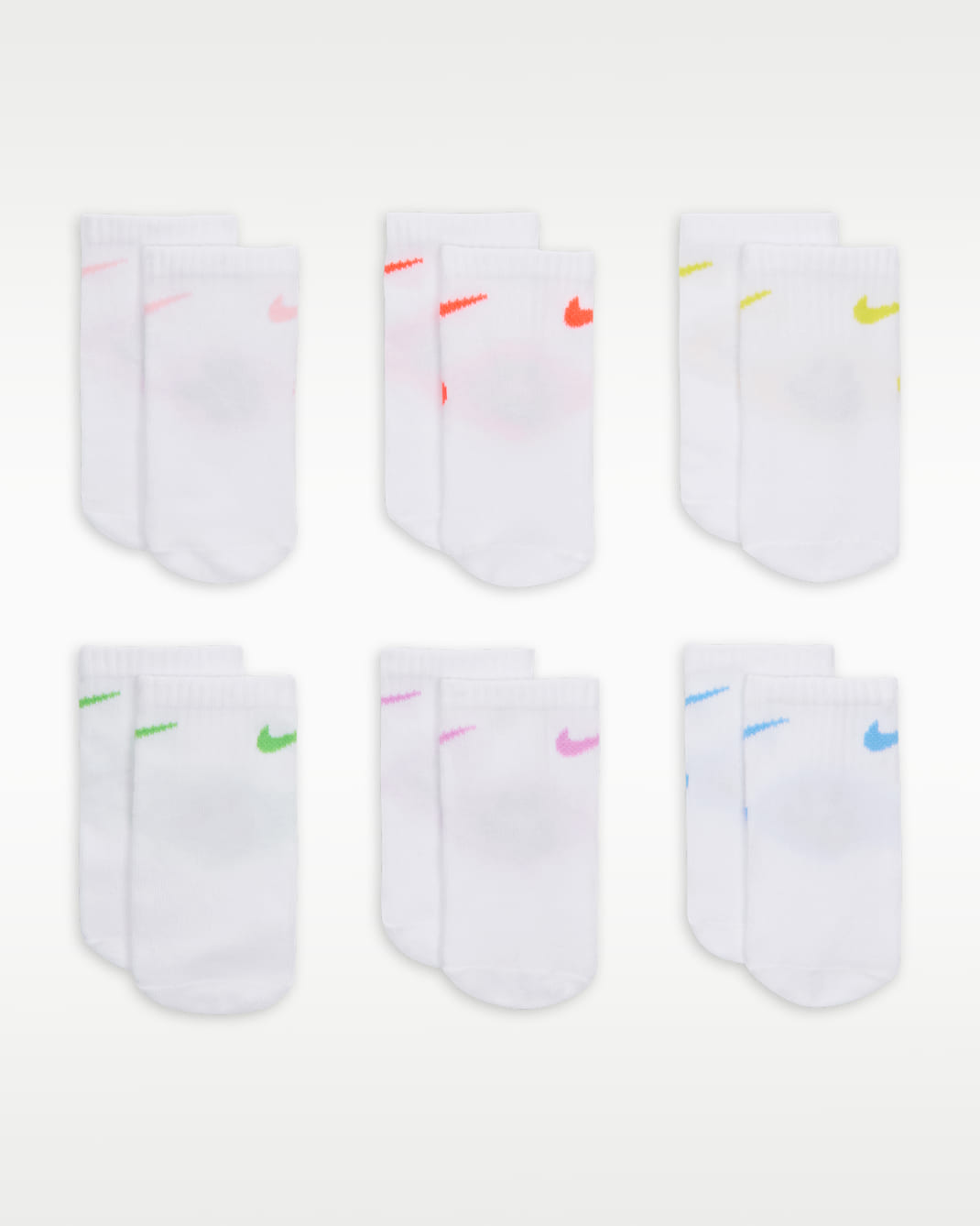 Nike Baby (12-24M) Smiley Ankle Socks (6 Pairs) - Multi-Color/White/Black