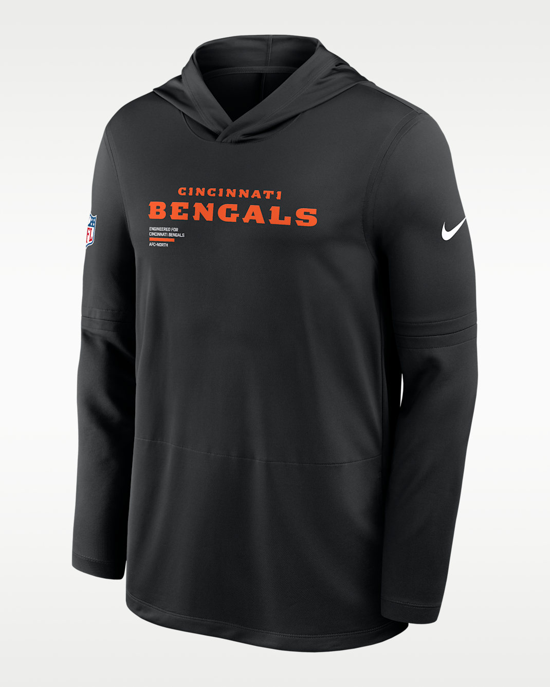 Playera de manga larga Nike Dri-FIT de la NFL con gorro para hombre Cincinnati Bengals Pure Fury Sideline - Negro