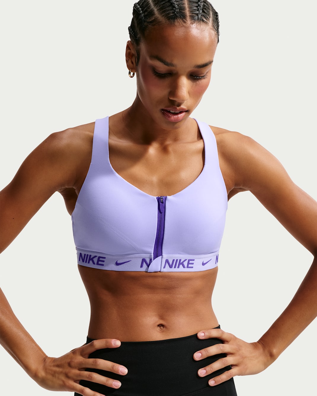 Nike Indy High Support Women's Padded Front-Zip Sports Bra - Purple Pulse/Dark Concord