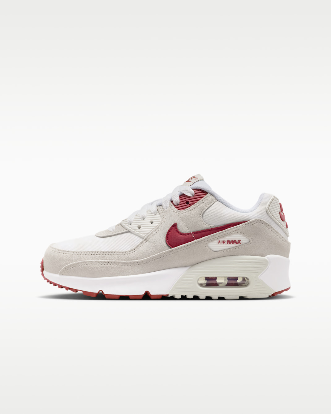 Nike Air Max 90 SE Older Kids' Shoes - White/Light Bone/Summit White/Team Crimson