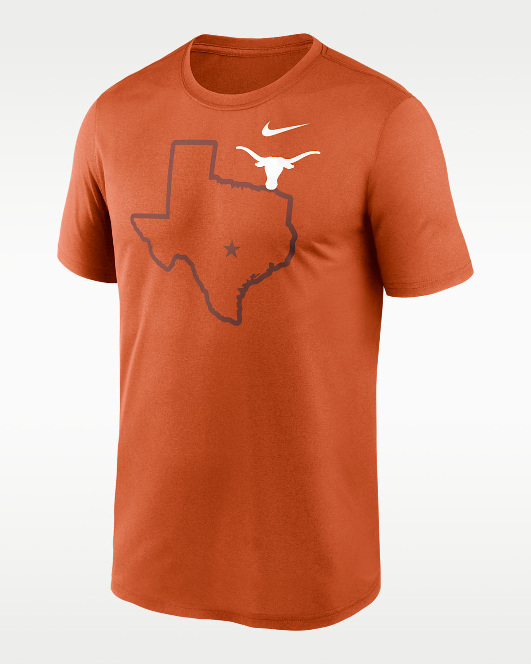 Playera universitaria Nike Dri-FIT para hombre Texas Campus Legend Shadow Logo - Naranja quemado
