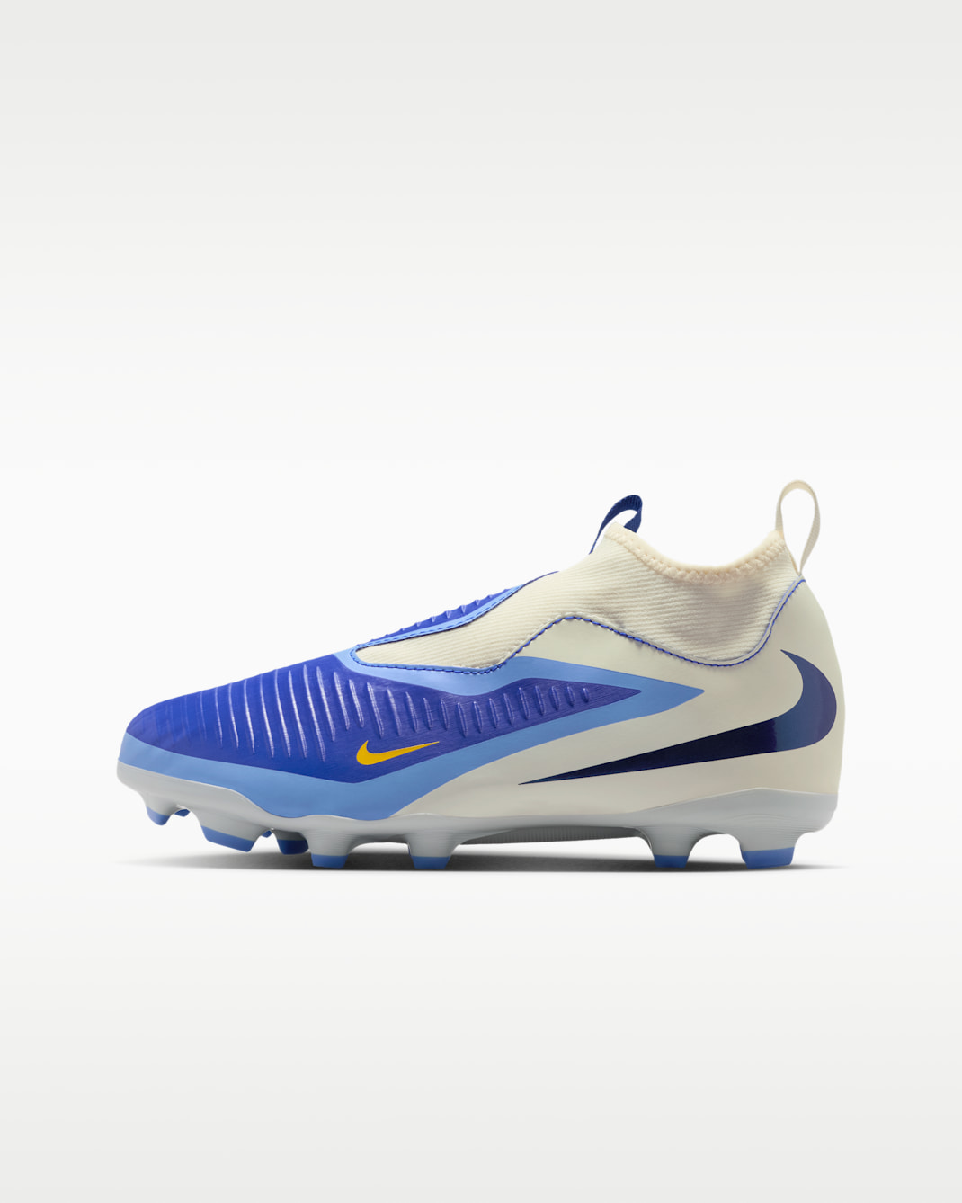 Nike Jr. Phantom 6 High Academy LV8-fodboldstøvler til græs til større børn - Racer Blue/Dark Obsidian