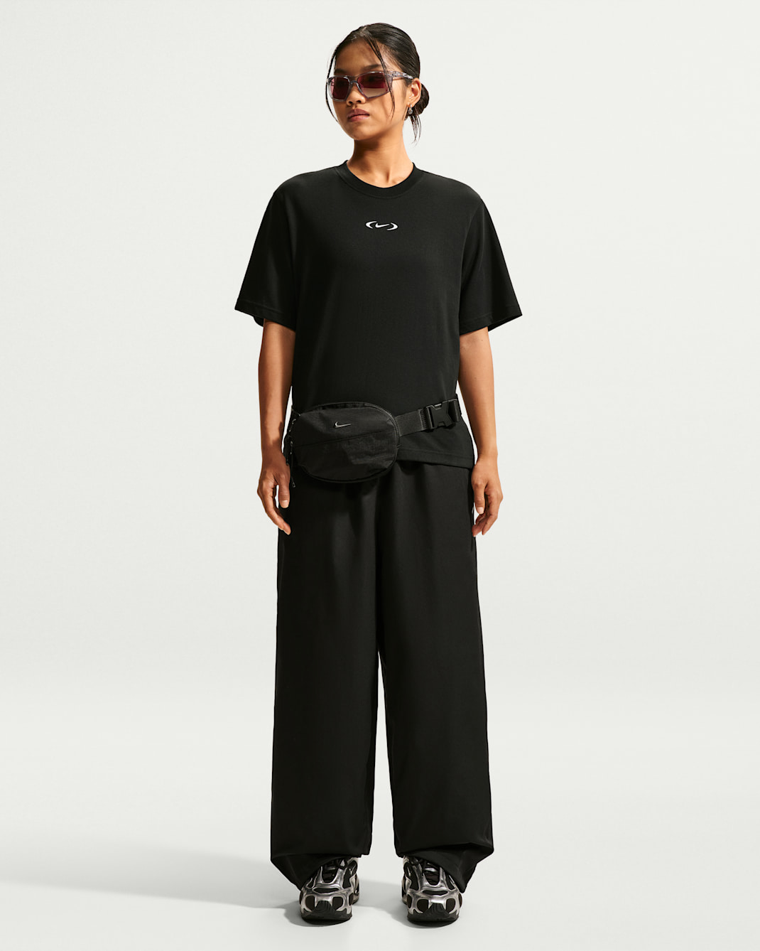 Nike Sportswear Women's Loose High-Waisted Track Pants - Black/Black/White