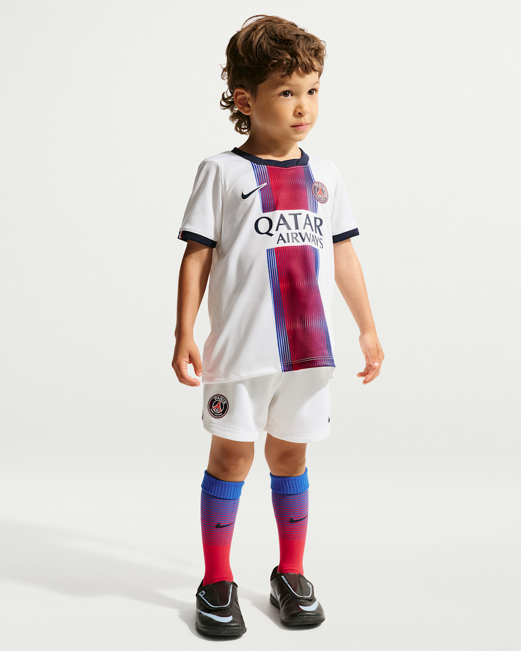 Segona equipació Stadium París Saint-Germain 2026/27 Equipació de futbol de tres peces Replica Nike - Nen/a petit/a - Blanc/College Navy/Global Red/College Navy