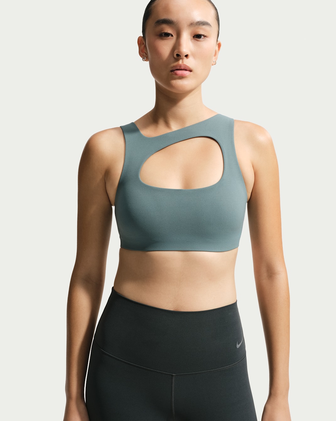Nike Zenvy Women's Light-Support Lightly Lined Sports Bra - Mineral Slate/White