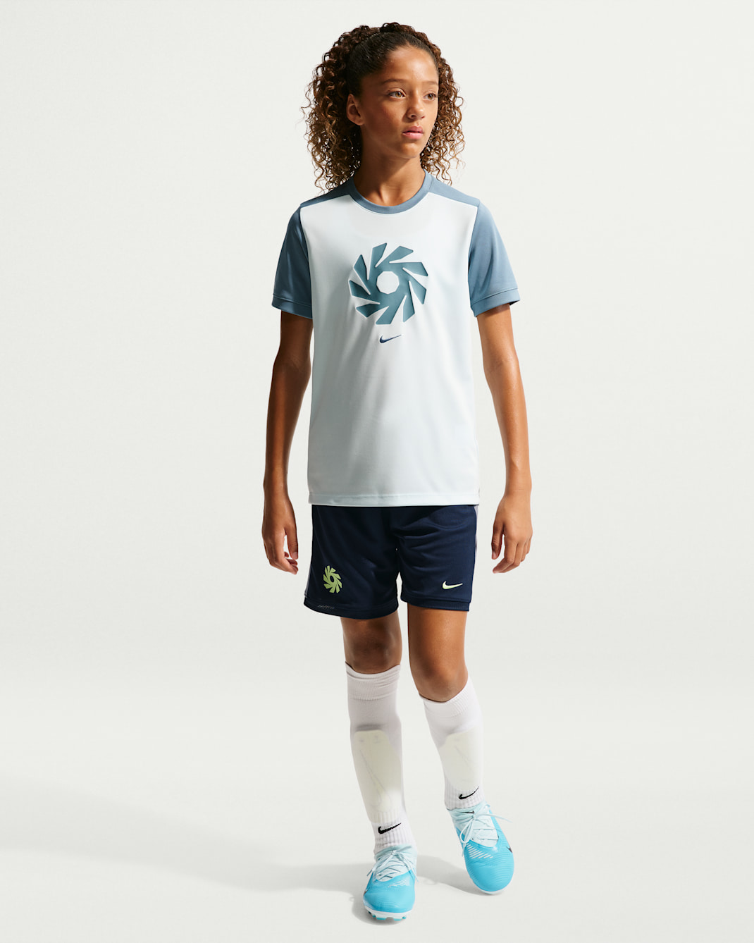 Shorts da calcio Nike Dri-FIT Erling Haaland Academy – Ragazzo/a - Blue Eclipse/Ashen Slate/Barely Volt