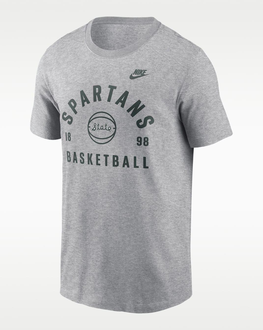Playera universitaria Nike para hombre Michigan State Legacy Basketball Arch - Gris
