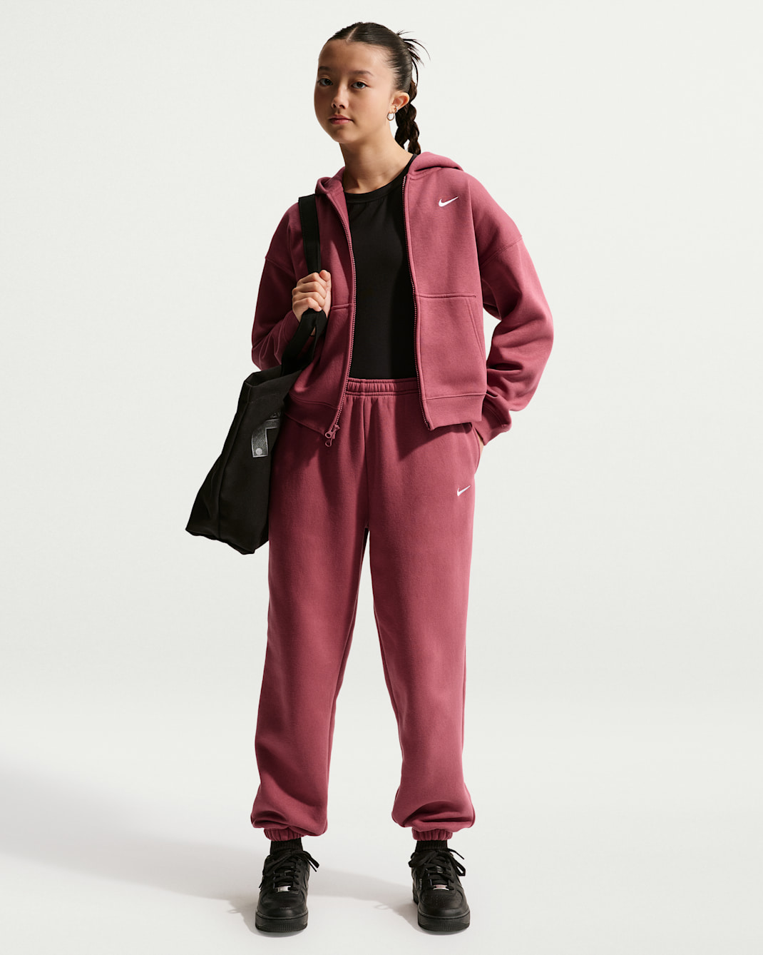 Nike Sportswear Studio Fleece Girls' Loose Pants - Pink Smoke/White