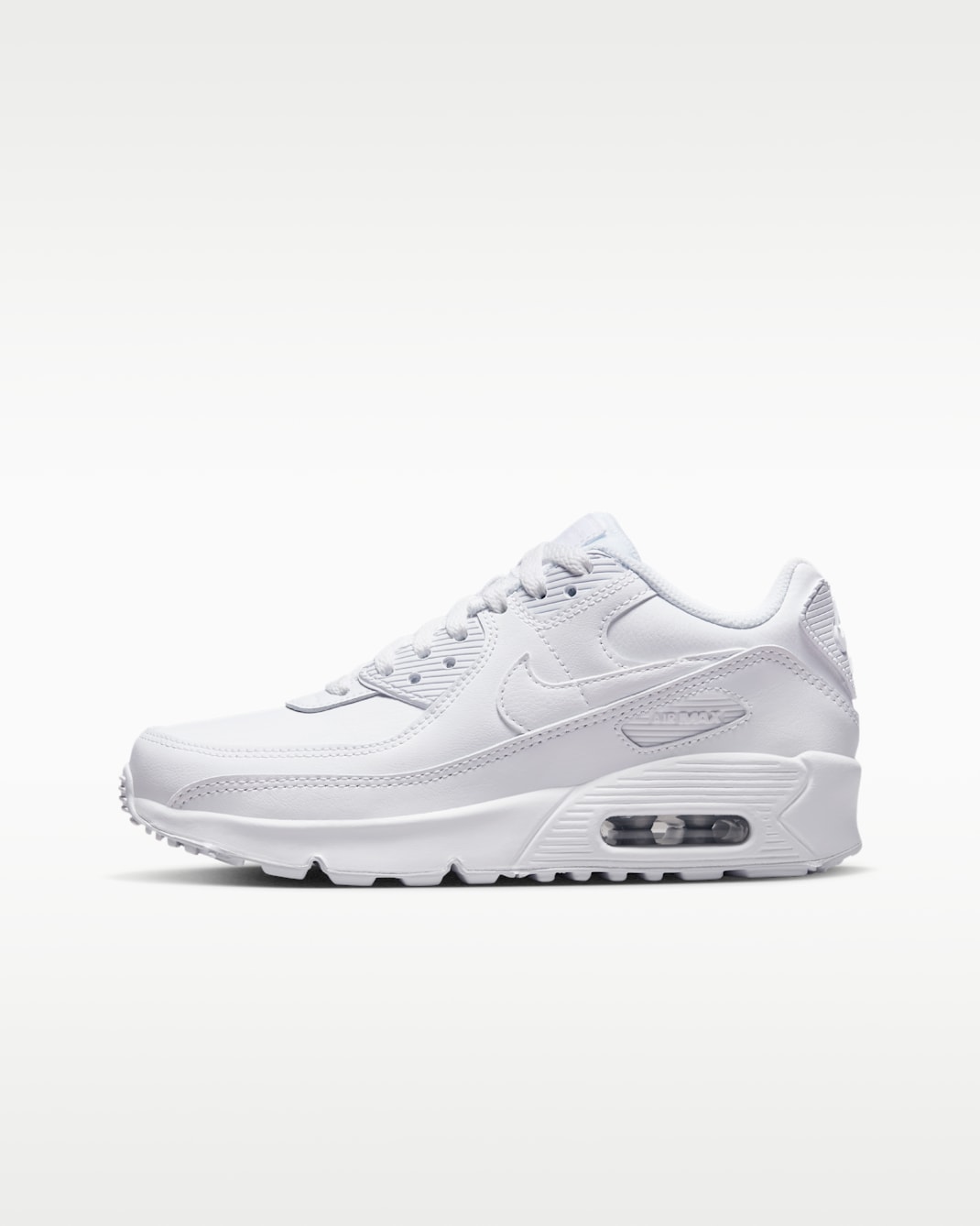 Tenis para niños grandes Nike Air Max 90 LTR - Blanco/Plata metalizado/Blanco/Blanco