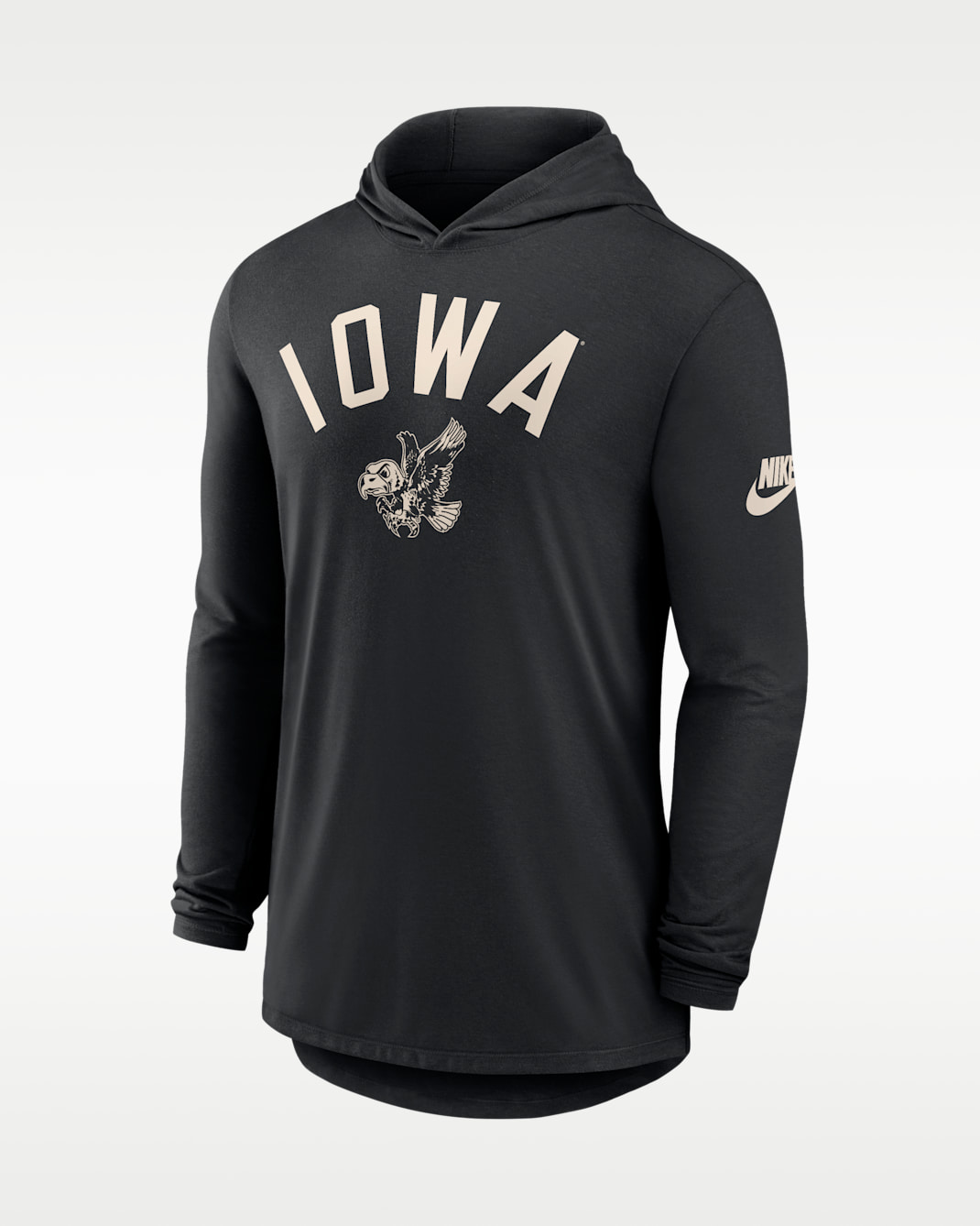 Iowa Legacy Arch Men's Nike Dri-FIT College Long-Sleeve Hooded T-Shirt - Black
