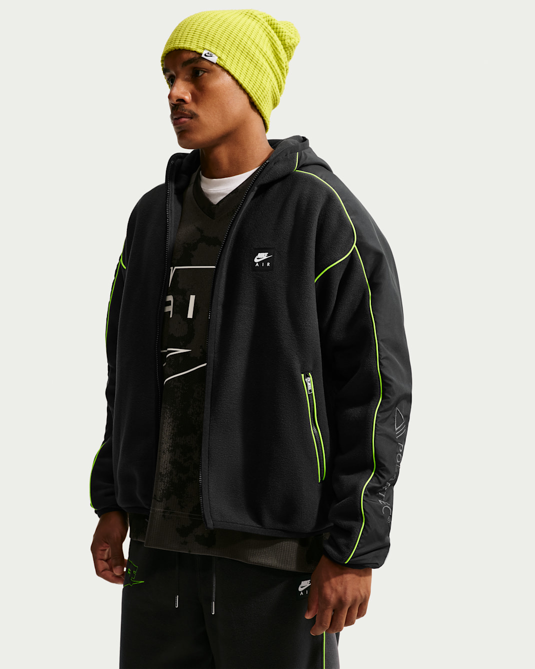 Nike Air Polartec® Men's Therma-FIT Track Jacket - Black/Volt/Dark Smoke Grey