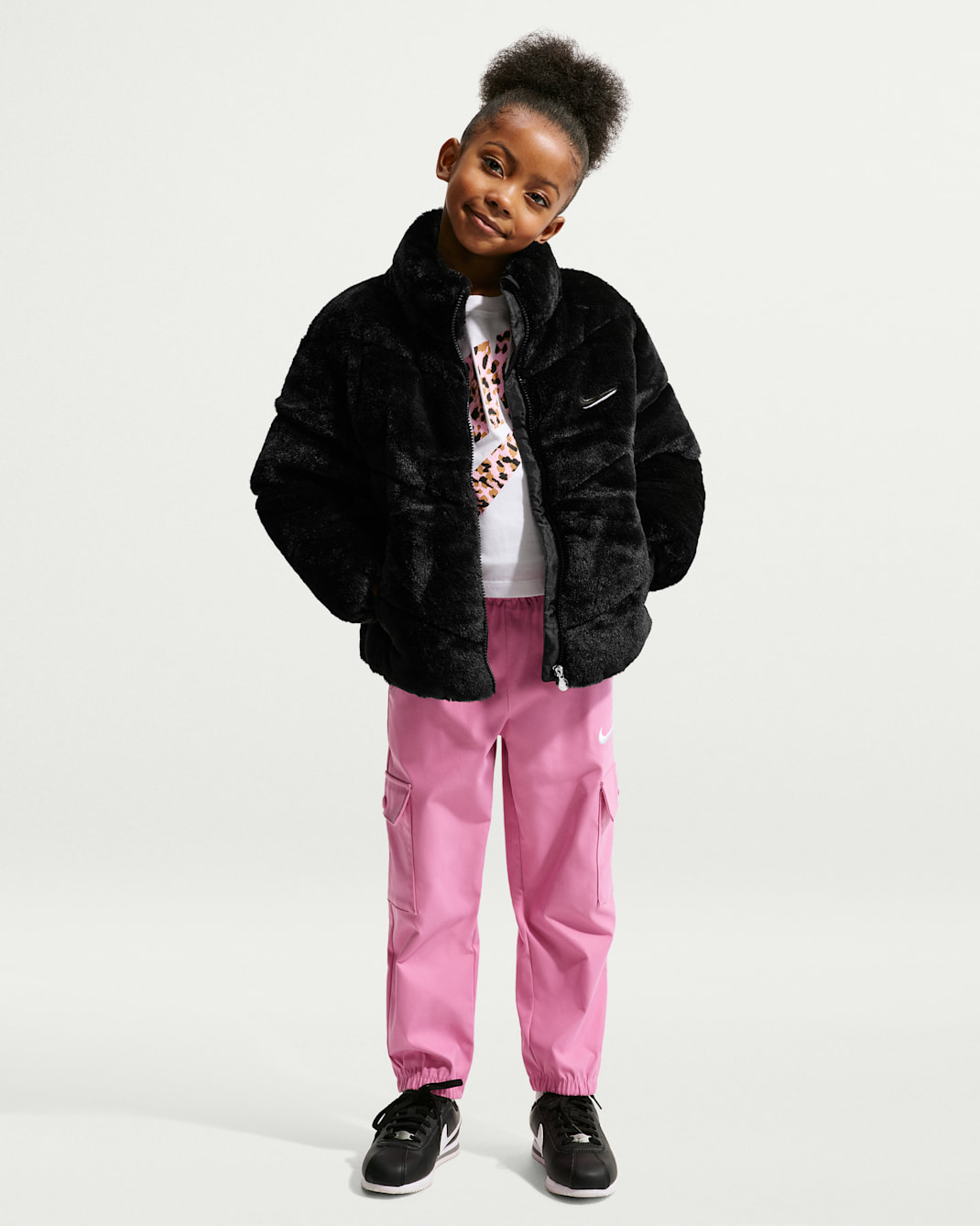 Nike Little Kids' Quilted Faux Fur Jacket