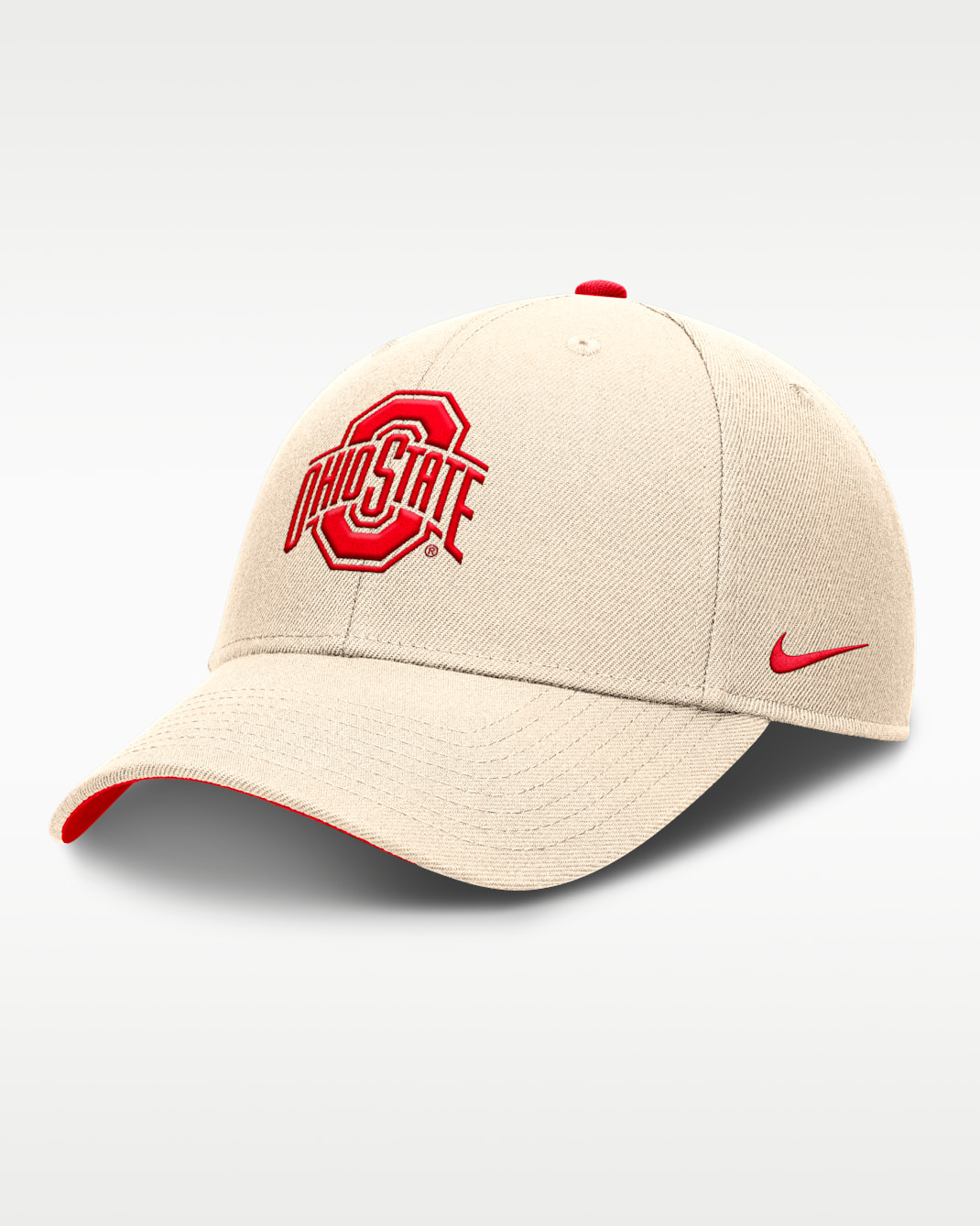 Ohio State Primetime Rise Men's Nike Dri-FIT College Trucker Adjustable Hat - Natural